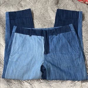 Zara Favorite 2 Tone Colorblock Cropped Hem Jeans